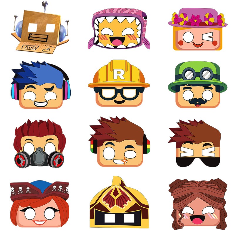 Party Games In Roblox - 12 máscaras de papel con figuras