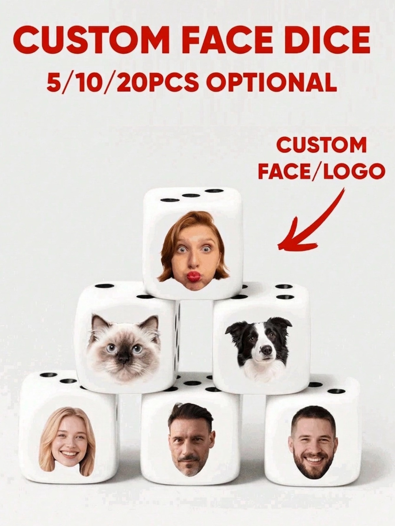 Party Family Games - Dados Personalizados con Caras, Dados Divertidos