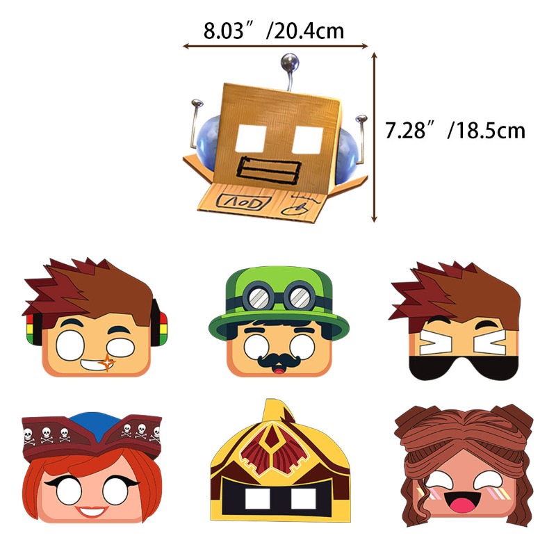 12 máscaras de papel con figur - Party Games In Roblox reseña y precio