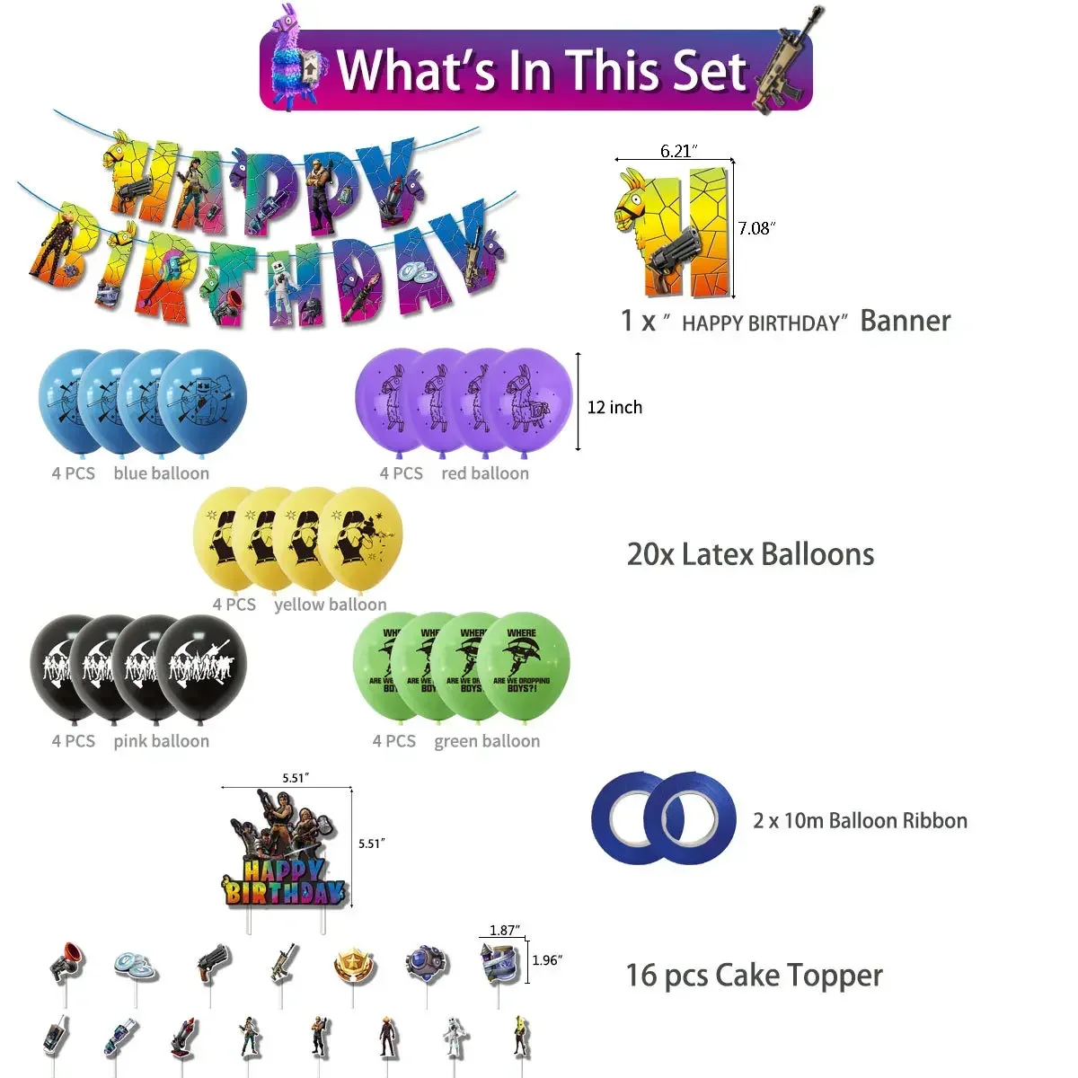 Globos con Temática de Fortnit - Party Games Good reseña y precio
